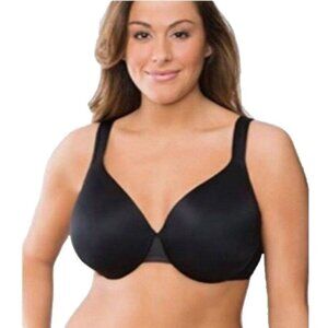 Cacique Lane Bryant Bra Smooth Satin Full Coverage Mesh Sides U/W 44F Black